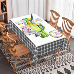 Lofaris Dwarf Elf Green Truck Eggs Easter Decor Tablecloth