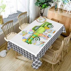 Lofaris Dwarf Elf Green Truck Eggs Easter Decor Tablecloth