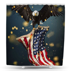 Lofaris Eagle National Usa Flag Star Bokeh Shower Curtain