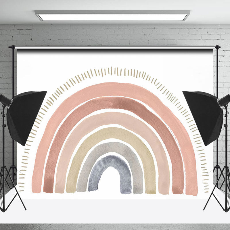 Lofaris Earth Color Rainbow Boho Birthday Cake Smash Backdrop