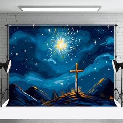 Lofaris Earth Slope Sparkle Star Dark Blue Easter Backdrop