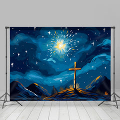 Lofaris Earth Slope Sparkle Star Dark Blue Easter Backdrop