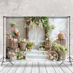 Lofaris Easter Eggs Flowers Spring Indoor Photo Backdrop