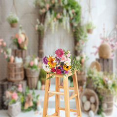 Lofaris Easter Eggs Flowers Spring Indoor Photo Backdrop