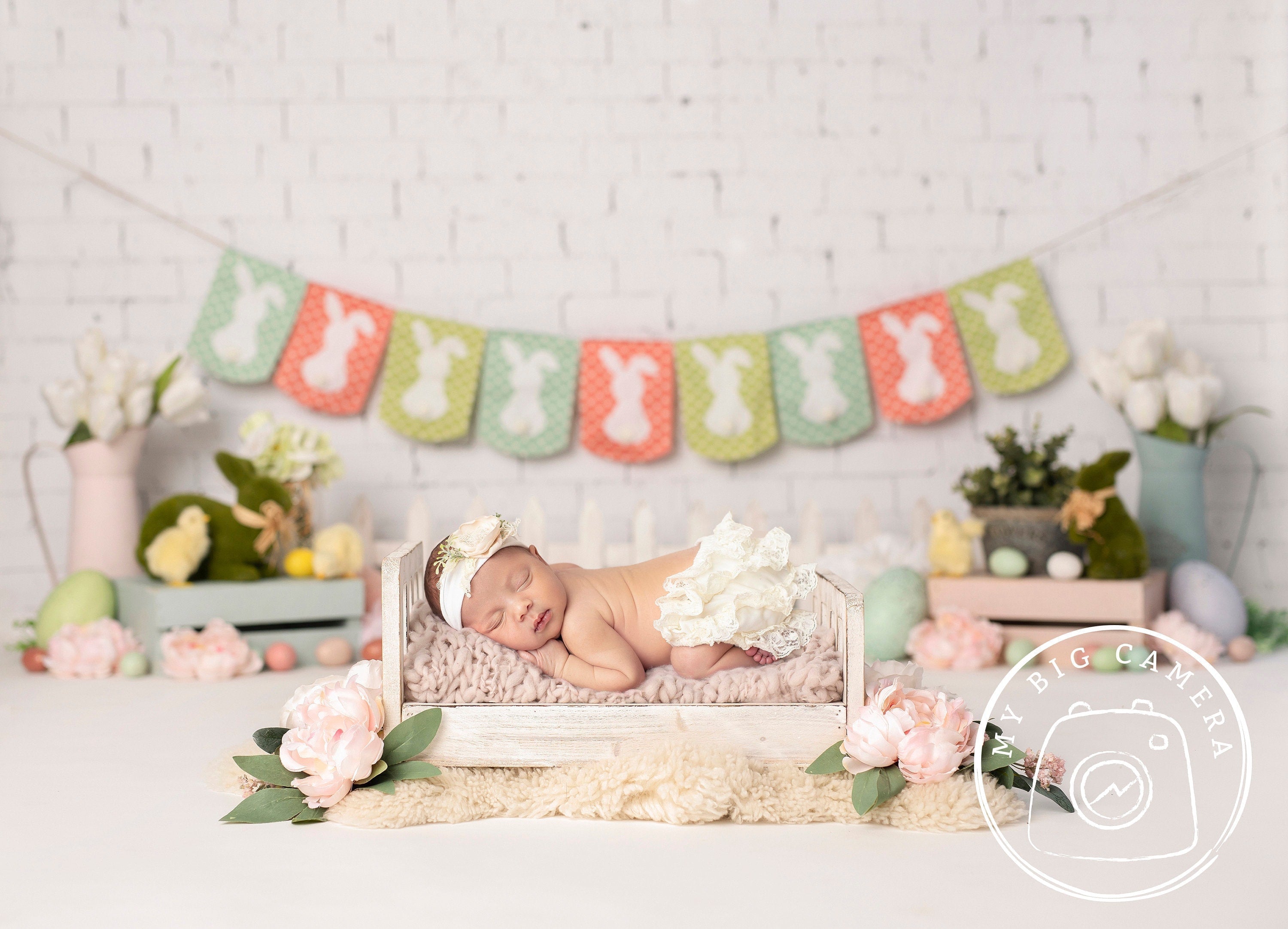 Lofaris Easter Pastels Spring Bunnies Newborn Portrait Backdrop