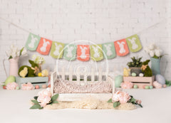 Lofaris Easter Pastels Spring Bunnies Newborn Portrait Backdrop