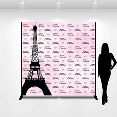 Lofaris Eiffel Tower Pink Repeat Custom 7Th Birthday Backdrop