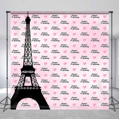 Lofaris Eiffel Tower Pink Repeat Custom 7Th Birthday Backdrop