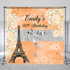 Lofaris Eiffel Tower Yellow Flower Custom Birthday Backdrop