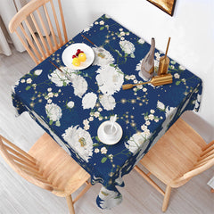 Lofaris Elegant Big Floral Prints Blue Square Tablecloth