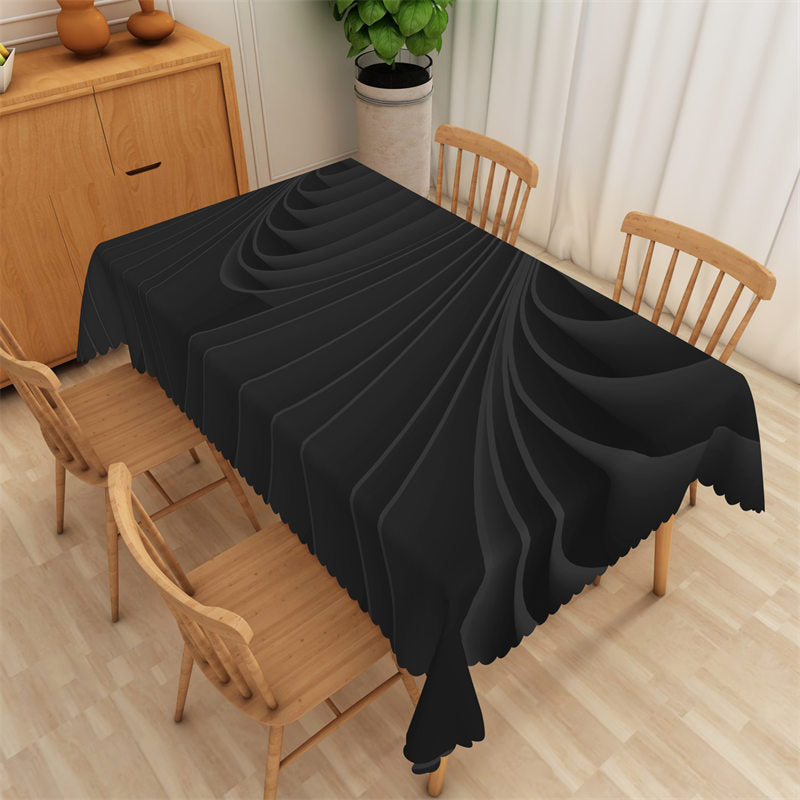 Lofaris Elegant Black Lines Simple Rectangle Tablecloth