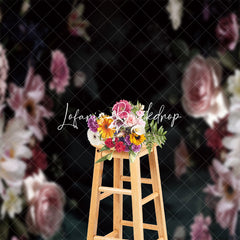 Lofaris Elegant Black Pink Floral Backdrop For Photography