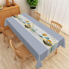 Lofaris Elegant Blue Gary Mountain Painting Trees Tablecloth