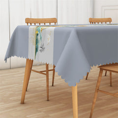 Lofaris Elegant Blue Gary Mountain Painting Trees Tablecloth