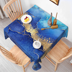 Lofaris Elegant Blue Golden Griotte Grain Square Tablecloth