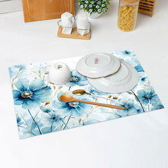 Lofaris Elegant Blue Ink Floral Vintage Set Of 4 Placemats