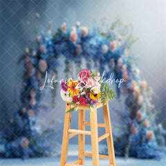 Lofaris Elegant Blue Pink Arch Floral Wedding Photo Backdrop