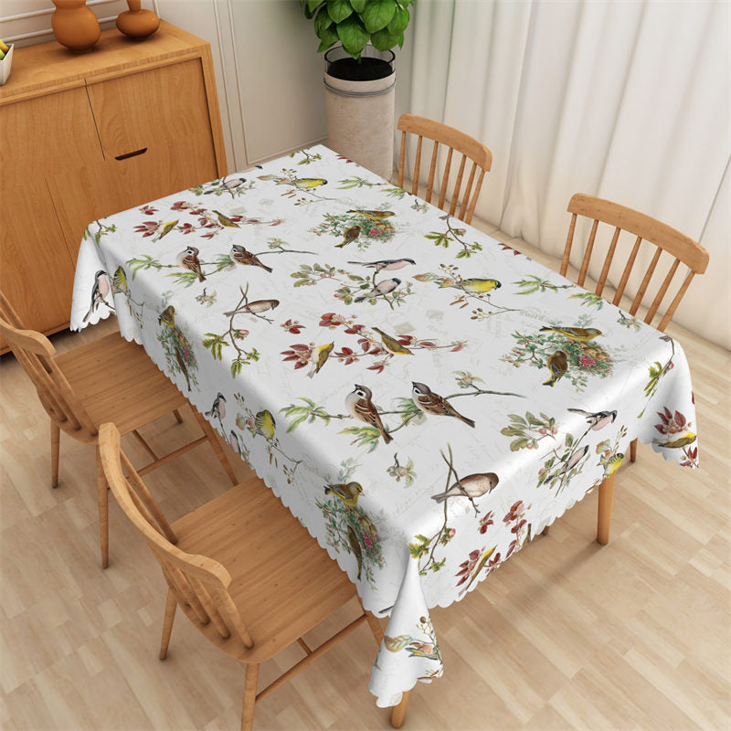 Lofaris Elegant Botanical Pastoral Bird Rectangle Tablecloth