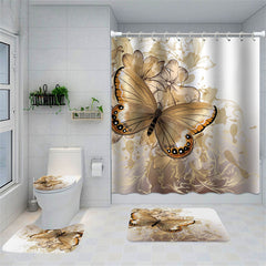 Lofaris Elegant Brown Butterfly Bathroom Shower Curtain