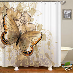 Lofaris Elegant Brown Butterfly Bathroom Shower Curtain