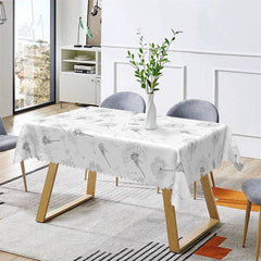 Lofaris Elegant Dandelion White Kitchen Rectangle Tablecloth