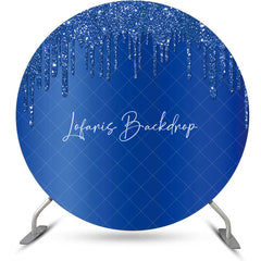 Lofaris Elegant Dark Blue Solid Color Glitter Round Backdrop