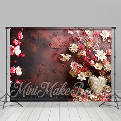 Lofaris Elegant Dark Red Blooming Flowers Photo Backdrop