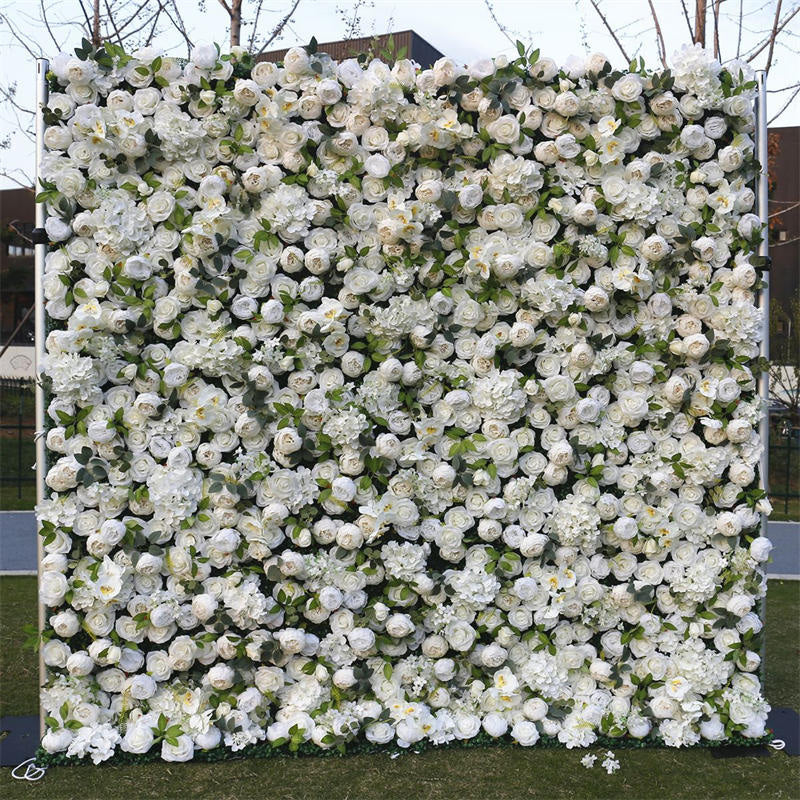 Lofaris Elegant Faux White Floral Bridal Shower Backdrop