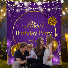 Lofaris Elegant Floral Purple Bokeh Custom Birthday Backdrop