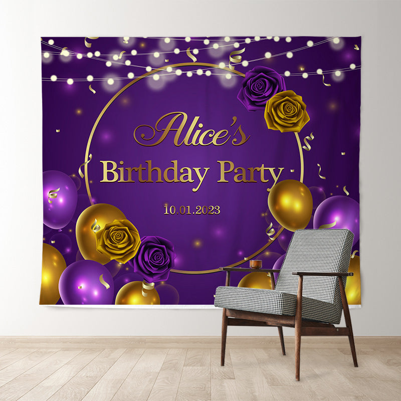 Lofaris Elegant Floral Purple Bokeh Custom Birthday Backdrop