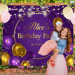 Lofaris Elegant Floral Purple Bokeh Custom Birthday Backdrop