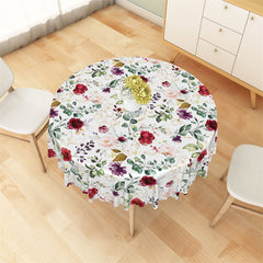 Lofaris Elegant Flowers Plant Pattern White Round Tablecloth