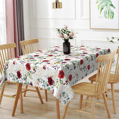 Lofaris Elegant Flowers Plants Pattern White Tablecloth