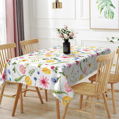 Lofaris Elegant Garden Floral White Rectangle Tablecloth