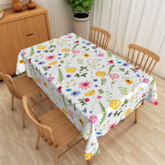 Lofaris Elegant Garden Floral White Rectangle Tablecloth