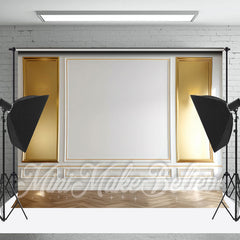 Lofaris Elegant Gold And White Wall Floor Photo Backdrop