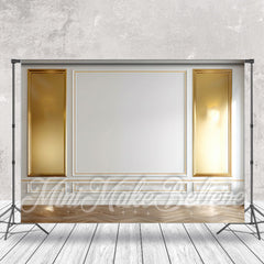 Lofaris Elegant Gold And White Wall Floor Photo Backdrop