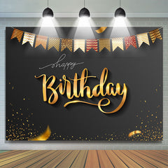 Lofaris Elegant Gold Ribbons Black Birthday Backdrop For Men