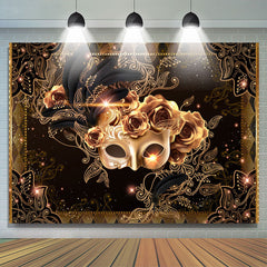 Lofaris Elegant Gold Shining Floral Backdrop For Mask Party