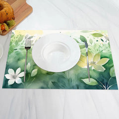 Lofaris Elegant Green Floral Leaf Vintage Set Of 4 Placemats