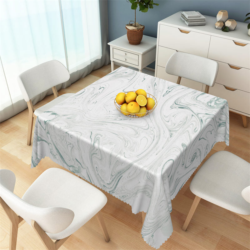 Lofaris Elegant Irregular Patterns White Square Tablecloth