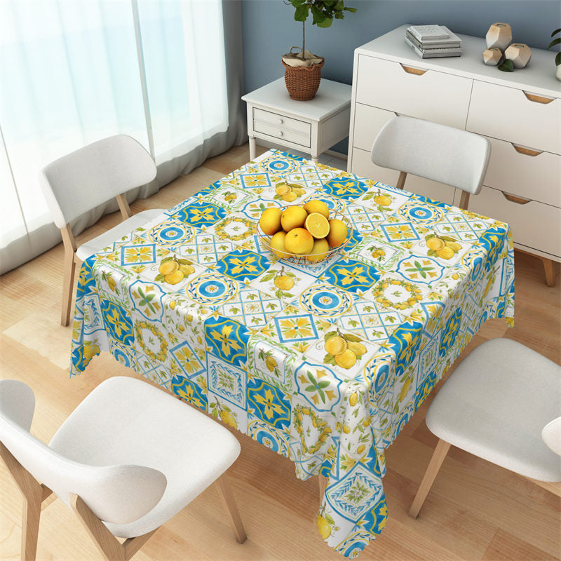 Lofaris Elegant Lemons Patterns Plaids Square Tablecloth