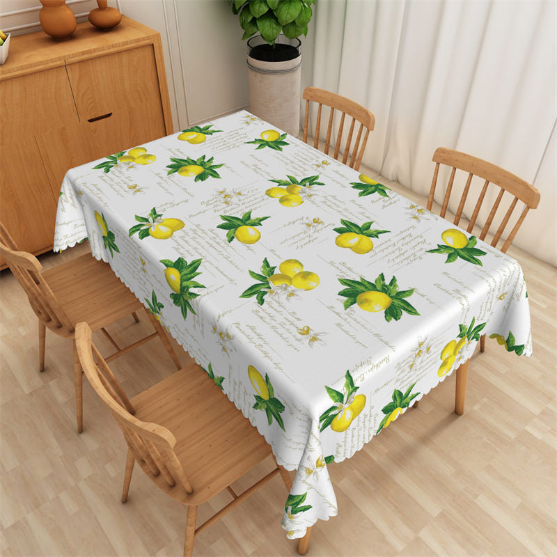 Lofaris Elegant Lemons Step And Repeat White Tablecloth