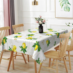 Lofaris Elegant Lemons Step And Repeat White Tablecloth