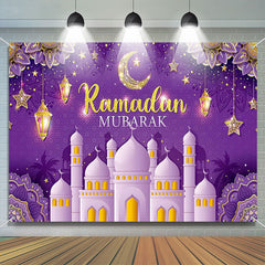 Lofaris Elegant Mandala Moon Palace Purple Ramadan Backdrop