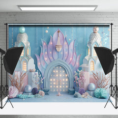 Lofaris Elegant Mermaid Palace Pearls Cake Smash Backdrop