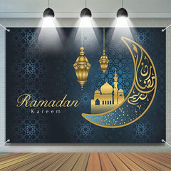 Lofaris Elegant Moon Gold Palace Ramadan Kareem Backdrop