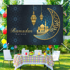 Lofaris Elegant Moon Gold Palace Ramadan Kareem Backdrop