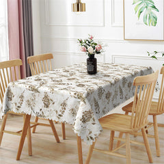 Lofaris Elegant Plants Pattern Brown Rectangle Tablecloth