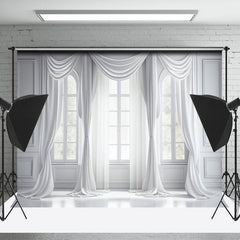 Lofaris Elegant Pure White Window Portrait Photo Booth Backdrop